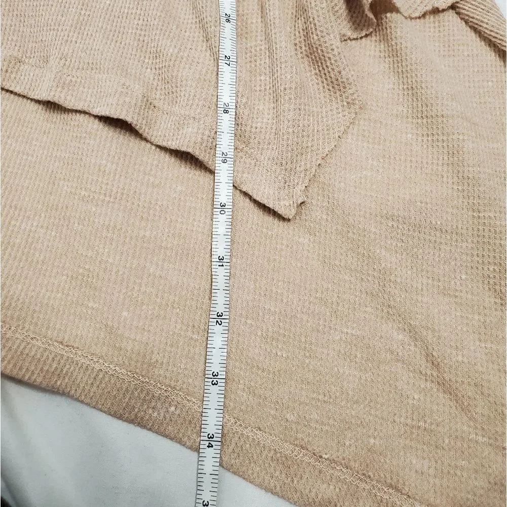 FREE PEOPLE oversized shirt cream the‎ incredible tee long sleeve thermal top XS